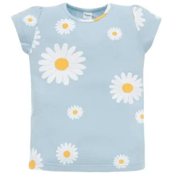 Koszulka z krótkim rękawem T-shirt dziewczęcy niebieski w stokrotki - Daisy Pinokio