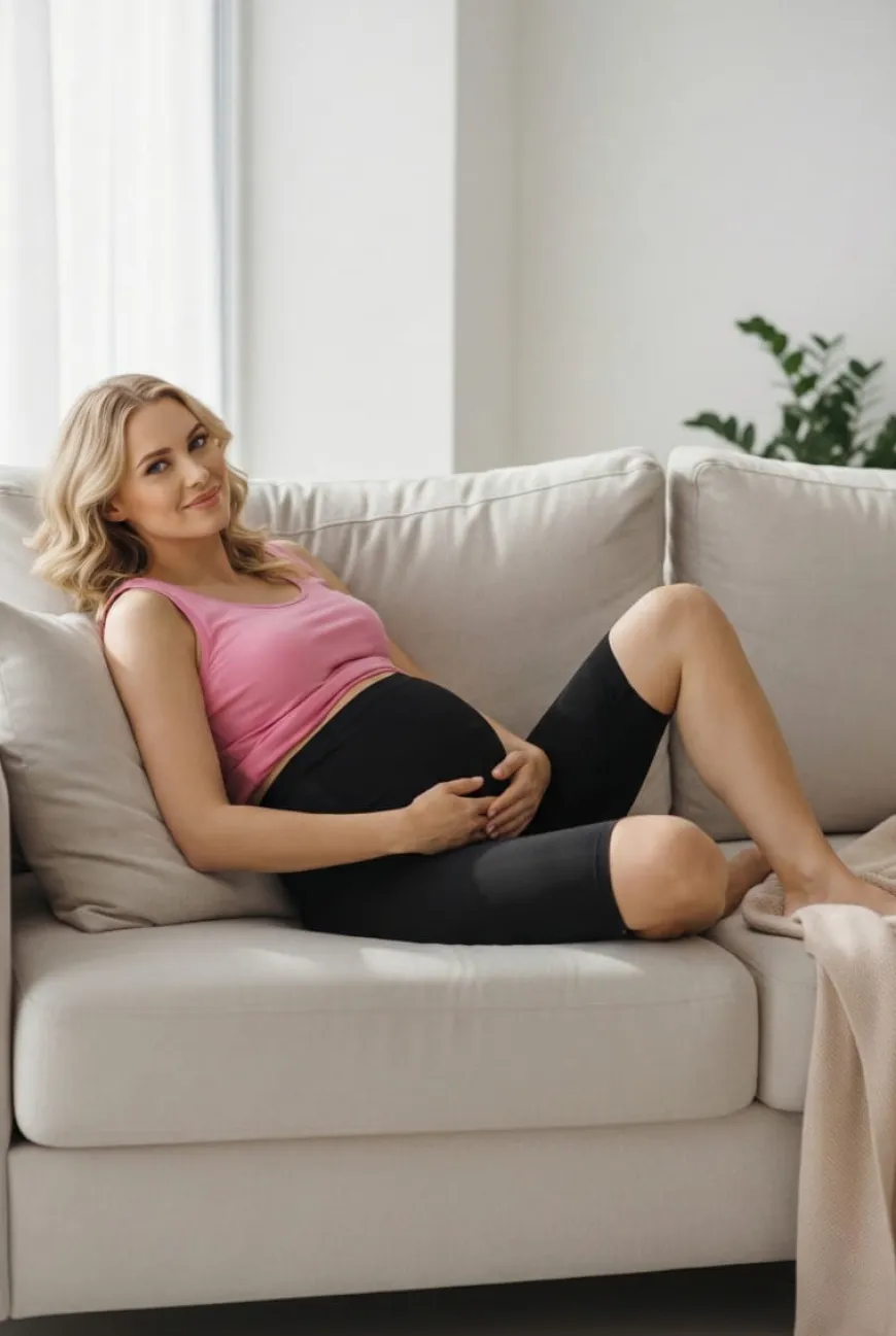 Krótkie legginsy ciążowe czarne - Dolce Sonno