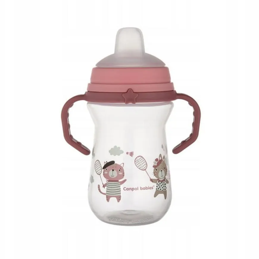 Kubek niekapek z silikonowym ustnikiem 250ml Bonjour Paris - różowy | Canpol 56/613