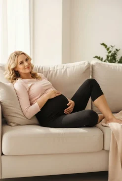 Legginsy ciążowe 3/4 czarne - Dolce Sonno