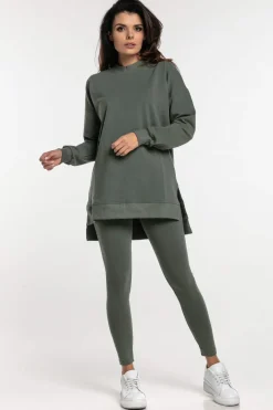 Legginsy dresowe damskie Khaki - Dolce Sonno