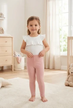 Legginsy niemowlęce z prążka Lulu/ Blush - Dolce Sonno