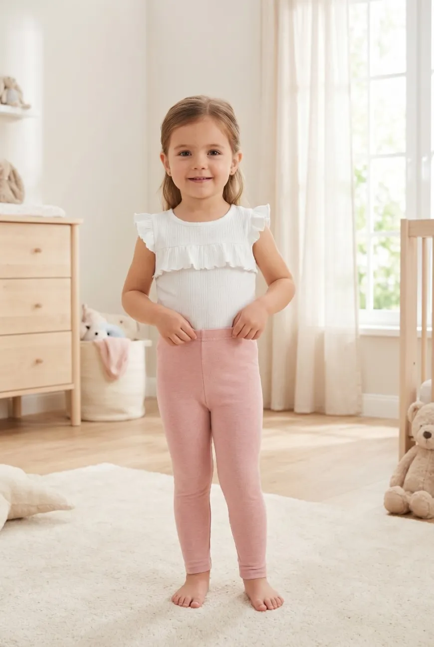 Legginsy niemowlęce z prążka Lulu/ Blush - Dolce Sonno