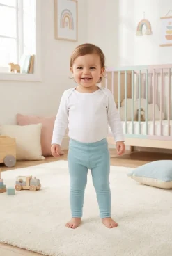 Legginsy niemowlęce z prążka Lulu/ Iceberg - Dolce Sonno