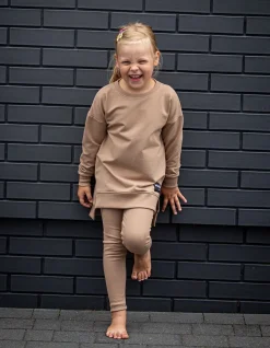 Legginsy prążkowane dla dziewczynki Poppy/Kawa - Dolce Sonno