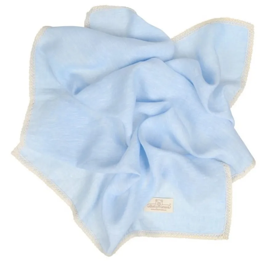 Lniany kocyk niemowlęcy "Linen" błękitny | BabyMatex