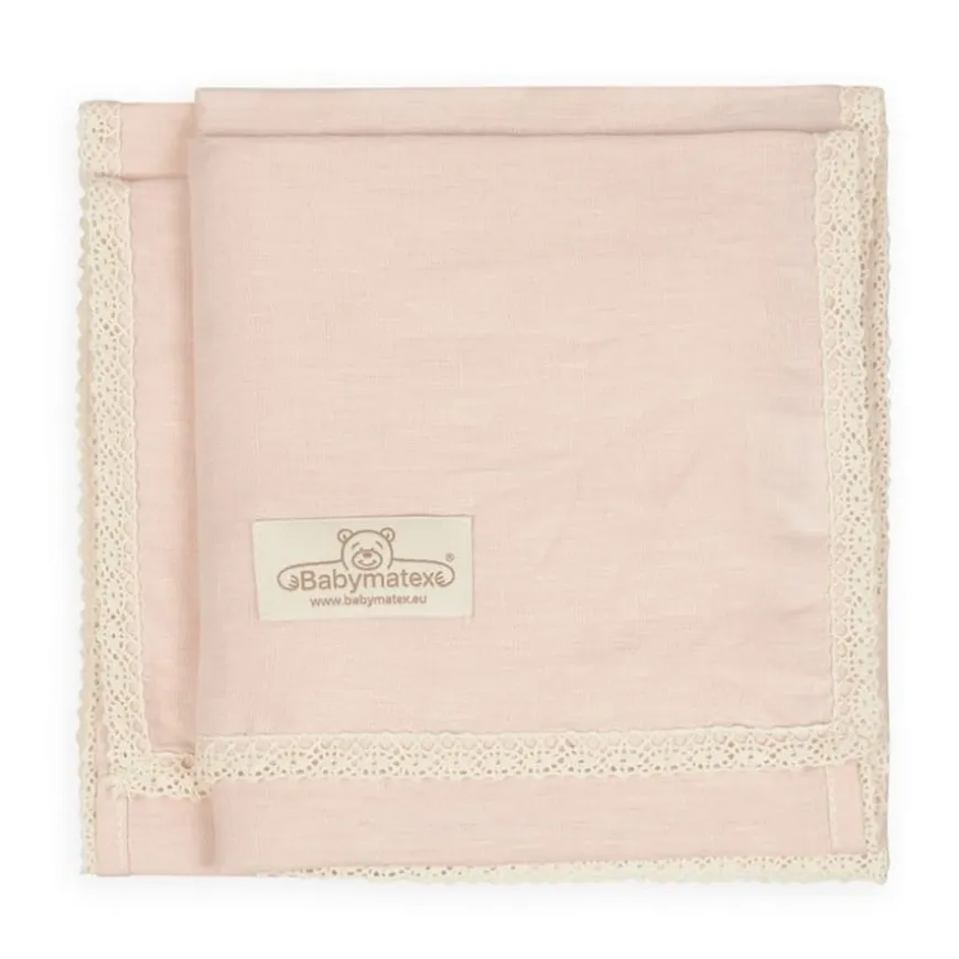 Lniany kocyk niemowlęcy "Linen" pudrowy róż | BabyMatex