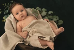 Lniany kocyk niemowlęcy "Linen" pudrowy róż | BabyMatex