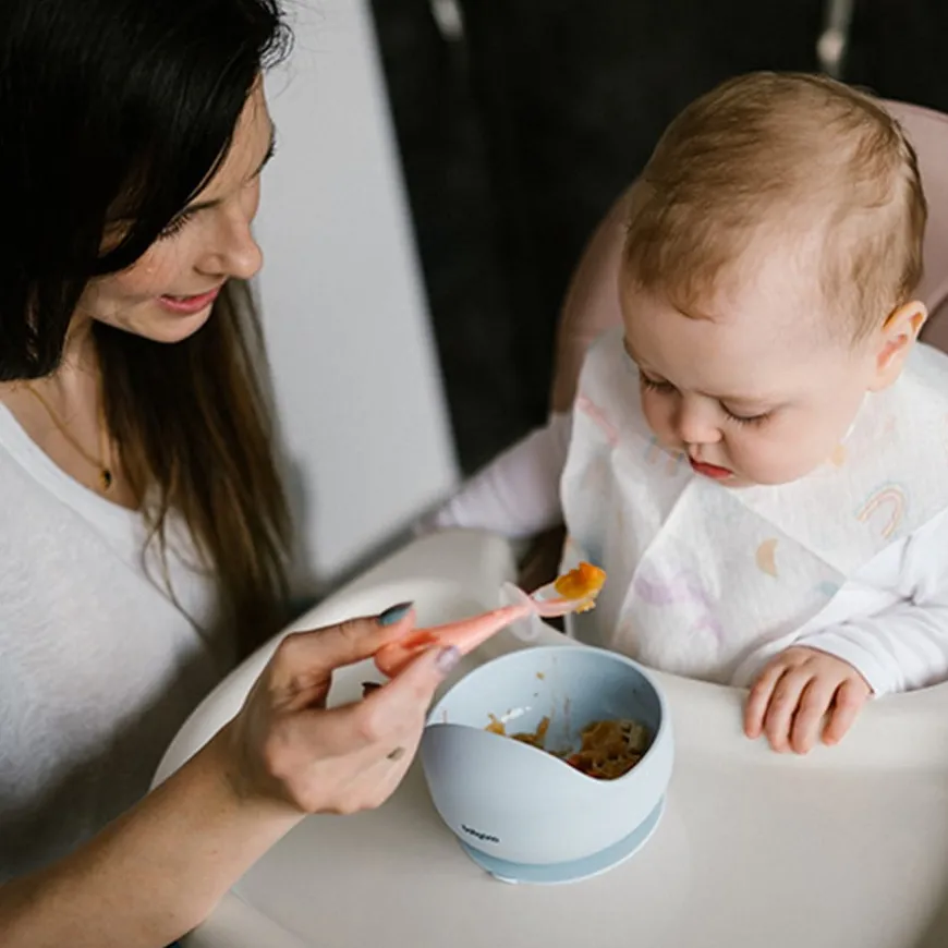 Miseczka silikonowa z przyssawką dla niemowląt - niebieska | Babyono