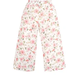 Muślinowe spodnie kuloty dla dziewczynki ecru w kwiaty - Muslin Flowers | Pinokio