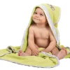 Niebieskie okrycie kąpielowe 100x100 ręcznik z kapturkiem  dla niemowląt Bamboo | Baby Matex