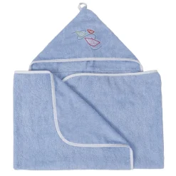 Niebieskie okrycie kąpielowe 70x140 ręcznik z kapturkiem MAXI JUNIOR | BabyMatex