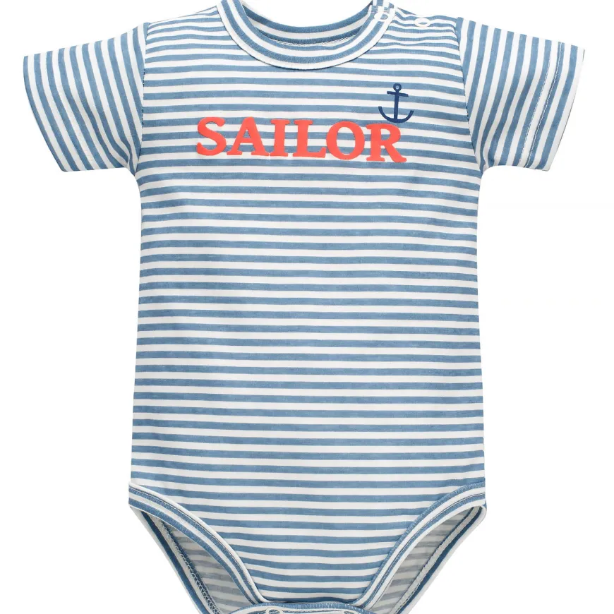 Niemowlęce body z krótkim rękawem Paski - Sailor | Pinokio