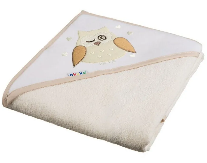 Okrycie kąpielowe ręcznik z kapturkiem frotte 100x100 cm Ecru Akuku