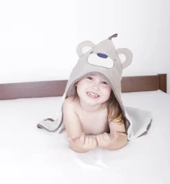 Okrycie kąpielowe 80x80, ręcznik z kapturkiem dla niemowląt Jimmy beż | Baby Matex