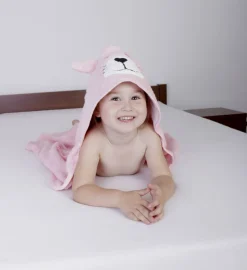 Okrycie kąpielowe 80x80, ręcznik z kapturkiem dla niemowląt Jimmy różowe - Baby Matex