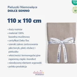 Otulacz, pieluszka muślinowa Double Gauze 110x110cm - Brudny Beż | Dolce Sonno