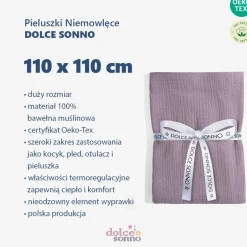 Otulacz, pieluszka muślinowa Double Gauze 110x110cm - Lawenda | Dolce Sonno