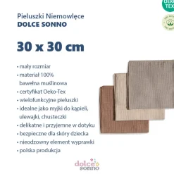 3Pack Chusteczki Muślinowe Pieluszki Ulewajki 30x30 cm - MIX07 | Dolce Sonno
