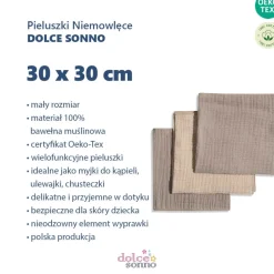 3Pack Chusteczki Muślinowe Pieluszki Ulewajki 30x30 cm - MIX09 | Dolce Sonno