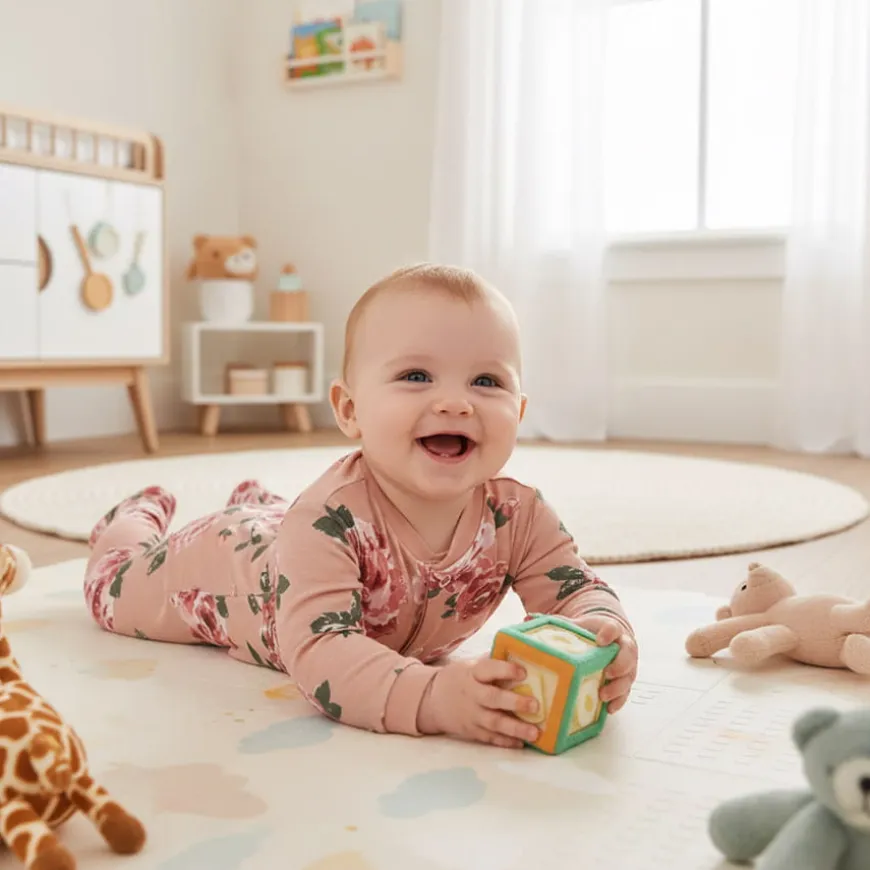 Pajac niemowlęcy z falbanką Róże Fluid - Dolce Sonno