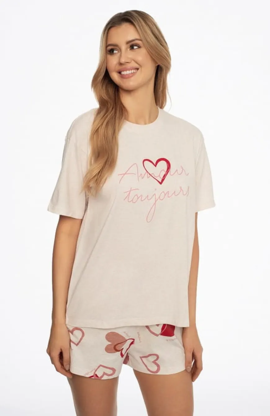 Piżama damska w serduszka Amour - Pink | 41309 Henderson