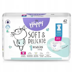 Pieluszki dla noworodków Bella Baby Happy Soft & Delicate – Newborn 2-5 kg, 42 szt.