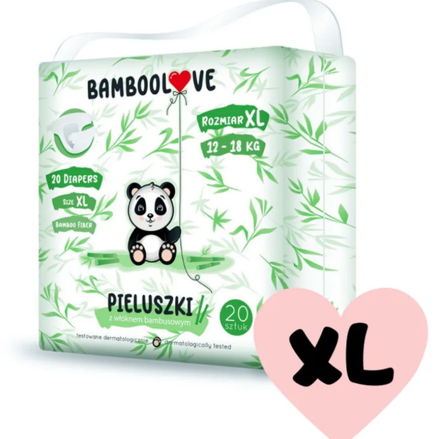 Pieluszki jednorazowe ekologiczne 12-18 kg 20 szt rozmiar XL - Bamboolove