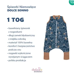 Śpiworek bawełniany z nogawkami Misie na liściach 1 TOG - Dolce Sonno