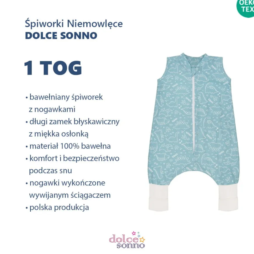 Śpiworek całoroczny z nogawkami Dinusie 1 TOG - Dolce Sonno