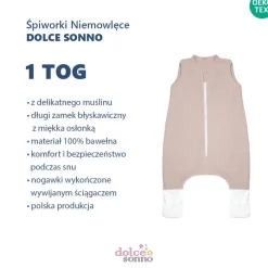 Śpiworek muślinowy Double Gauze 1 TOG - Beż | Dolce Sonno