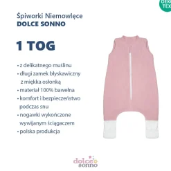 Śpiworek muślinowy Double Gauze 1 TOG - Brudny róż | Dolce Sonno