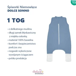 Śpiworek muślinowy Double Gauze 1 TOG - Jeans | Dolce Sonno