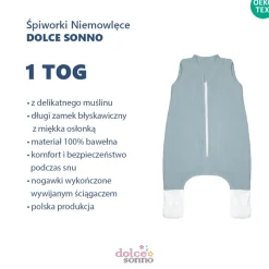 Śpiworek muślinowy Double Gauze 1 TOG - Khaki | Dolce Sonno