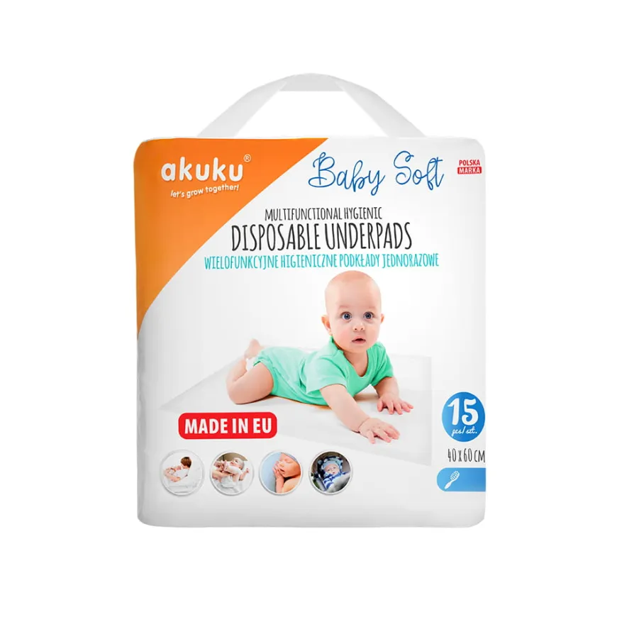 Podkłady higieniczne Baby Soft 60x40 15szt. Akuku
