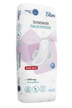 Podkłady poporodowe/ podpaski higieniczne SLIM ze skrzydełkami 10 szt. Akuku