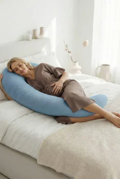Poduszka Ciążowa Rogal dla kobiet w ciąży 240 cm Muślin Jeans | Dolce Sonno