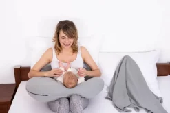 Poduszka pozycjonująca dla kobiet w ciąży i do karmienia, Rogal - MOON MUSLIN, 240cm | Ciemny szary - BabyMatex  TB0076_44