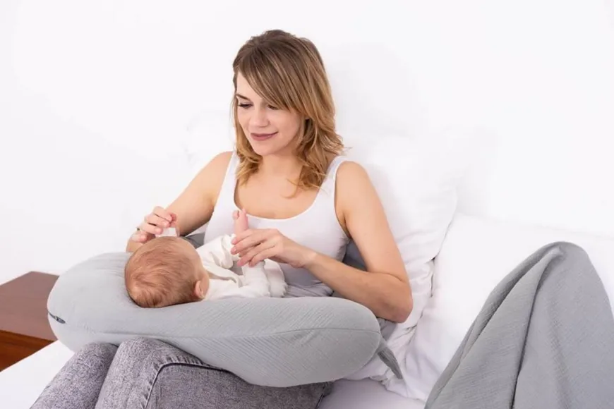 Poduszka pozycjonująca dla kobiet w ciąży i do karmienia, Rogal - MOON MUSLIN, 240cm | Ciemny szary - BabyMatex TB0076_44