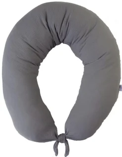 Poduszka pozycjonująca dla kobiet w ciąży i do karmienia, Rogal - MOON MUSLIN, 240cm | Ciemny szary - BabyMatex TB0076_44