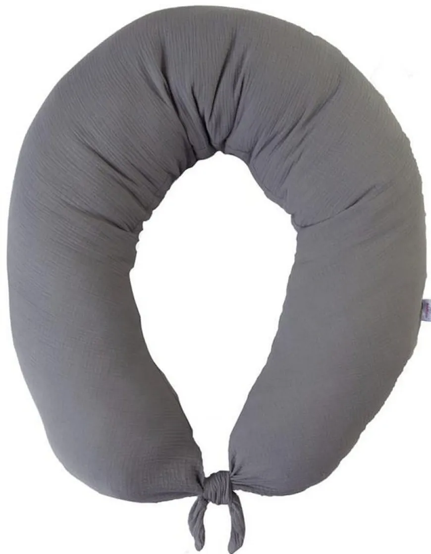 Poduszka pozycjonująca dla kobiet w ciąży i do karmienia, Rogal - MOON MUSLIN, 240cm | Ciemny szary - BabyMatex TB0076_44