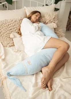Poduszka pozycjonująca dla kobiet w ciąży i karmiących mam Relax Linen - błękit | BabyMatex TB0448_24