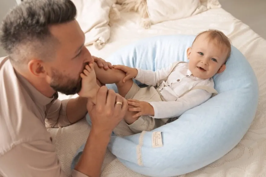 Poduszka pozycjonująca dla kobiet w ciąży i karmiących mam Relax Linen - błękit | BabyMatex TB0448_24