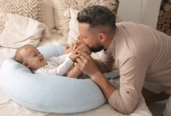 Poduszka pozycjonująca dla kobiet w ciąży i karmiących mam Relax Linen - błękit | BabyMatex TB0448_24