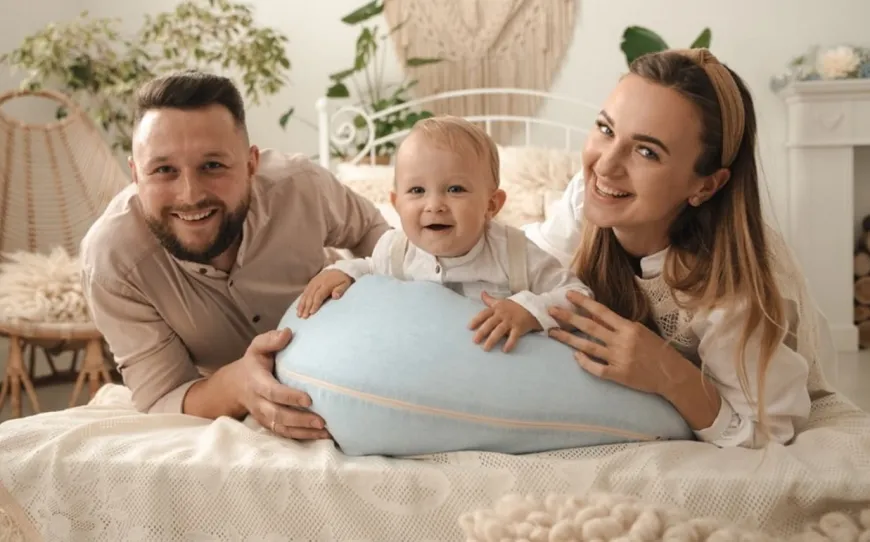 Poduszka pozycjonująca dla kobiet w ciąży i karmiących mam Relax Linen - błękit | BabyMatex TB0448_24
