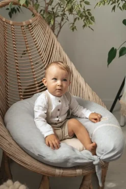 Poduszka pozycjonująca dla kobiet w ciąży i karmiących mam Relax Linen - jasny szary | BabyMatex TB0448_42