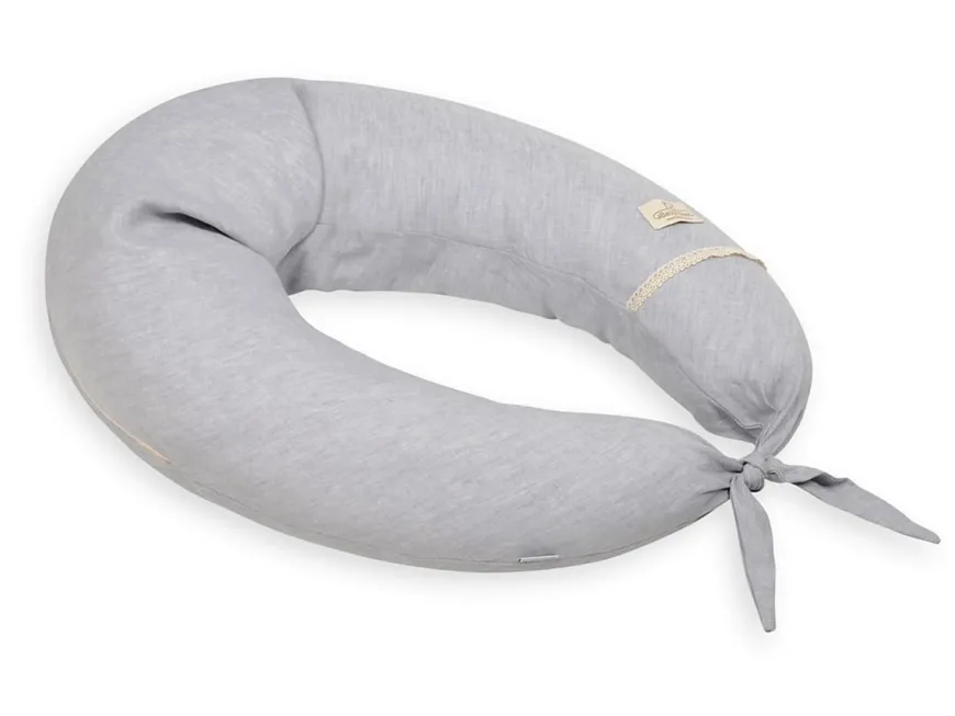 Poduszka pozycjonująca dla kobiet w ciąży i karmiących mam Relax Linen - jasny szary | BabyMatex TB0448_42
