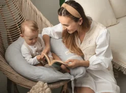 Poduszka pozycjonująca dla kobiet w ciąży i karmiących mam Relax Linen - jasny szary | BabyMatex TB0448_42