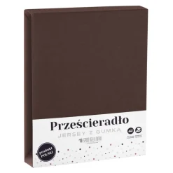 Prześcieradło Jersey z gumką - brązowe