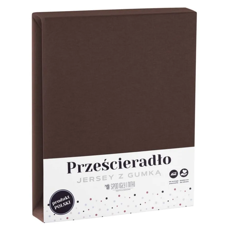 Prześcieradło Jersey z gumką - brązowe